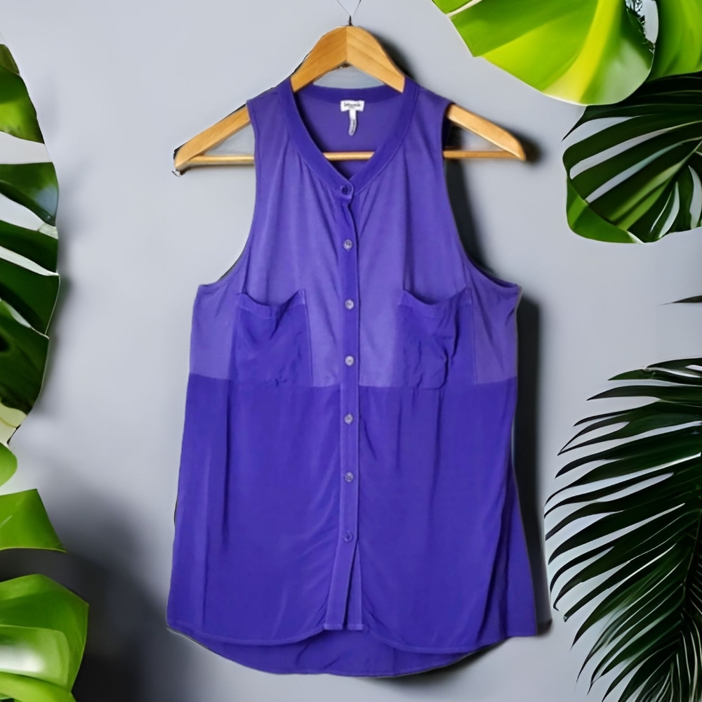 Splendid purple sleeveless button down top